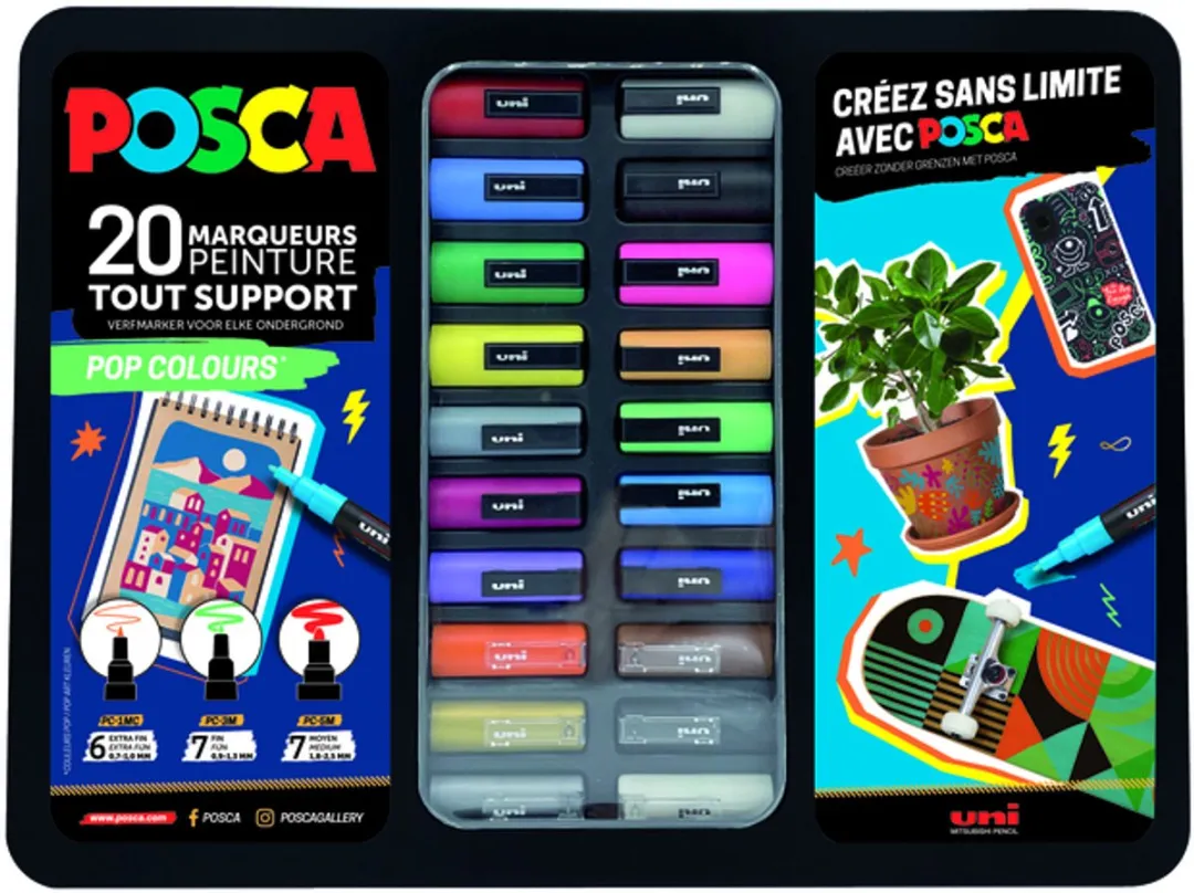Posca Uni PC-1MR Pop Colours Verfmarkers - 20 Stuks