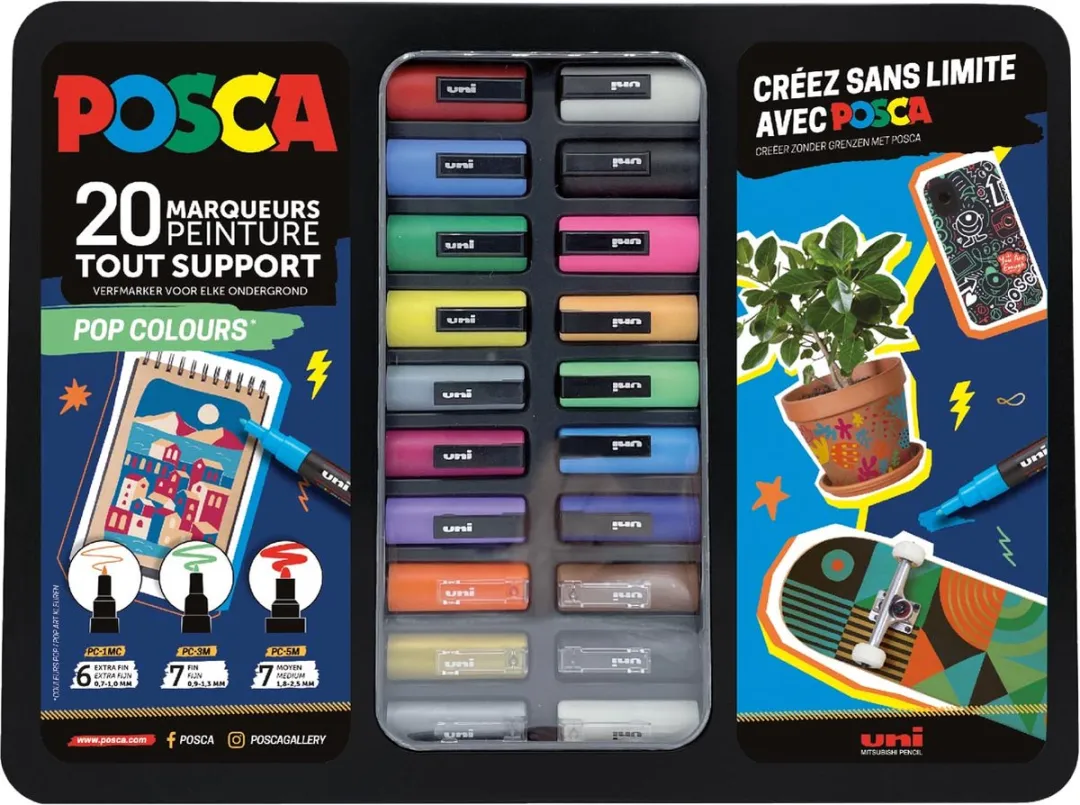 Posca Uni PC-1MR Pop Colours Verfmarkers - 20 Stuks