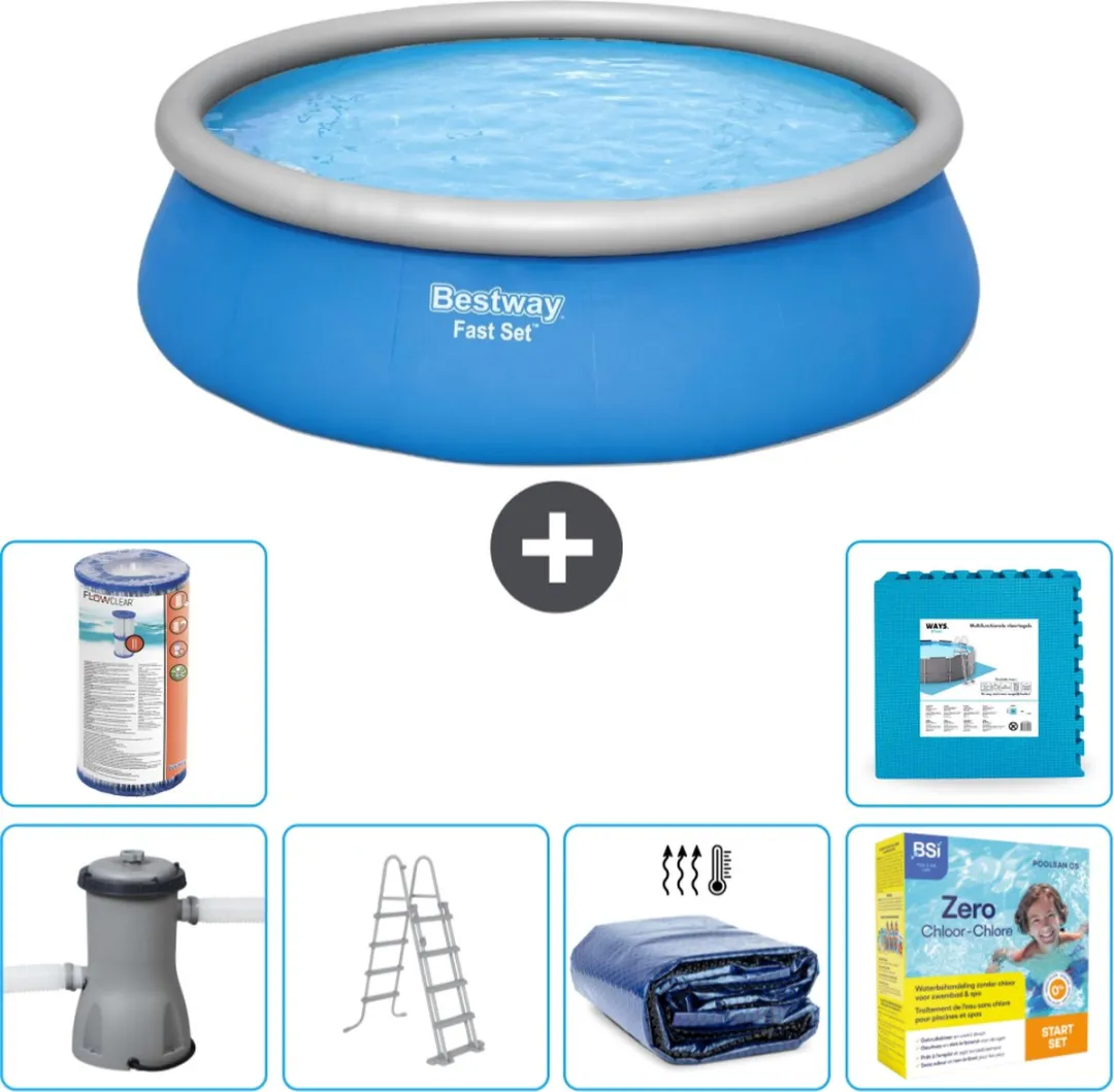 Bestway Fast Set Zwembad 457x122cm Blauw - Inclusief pomp & onderhoudspakket