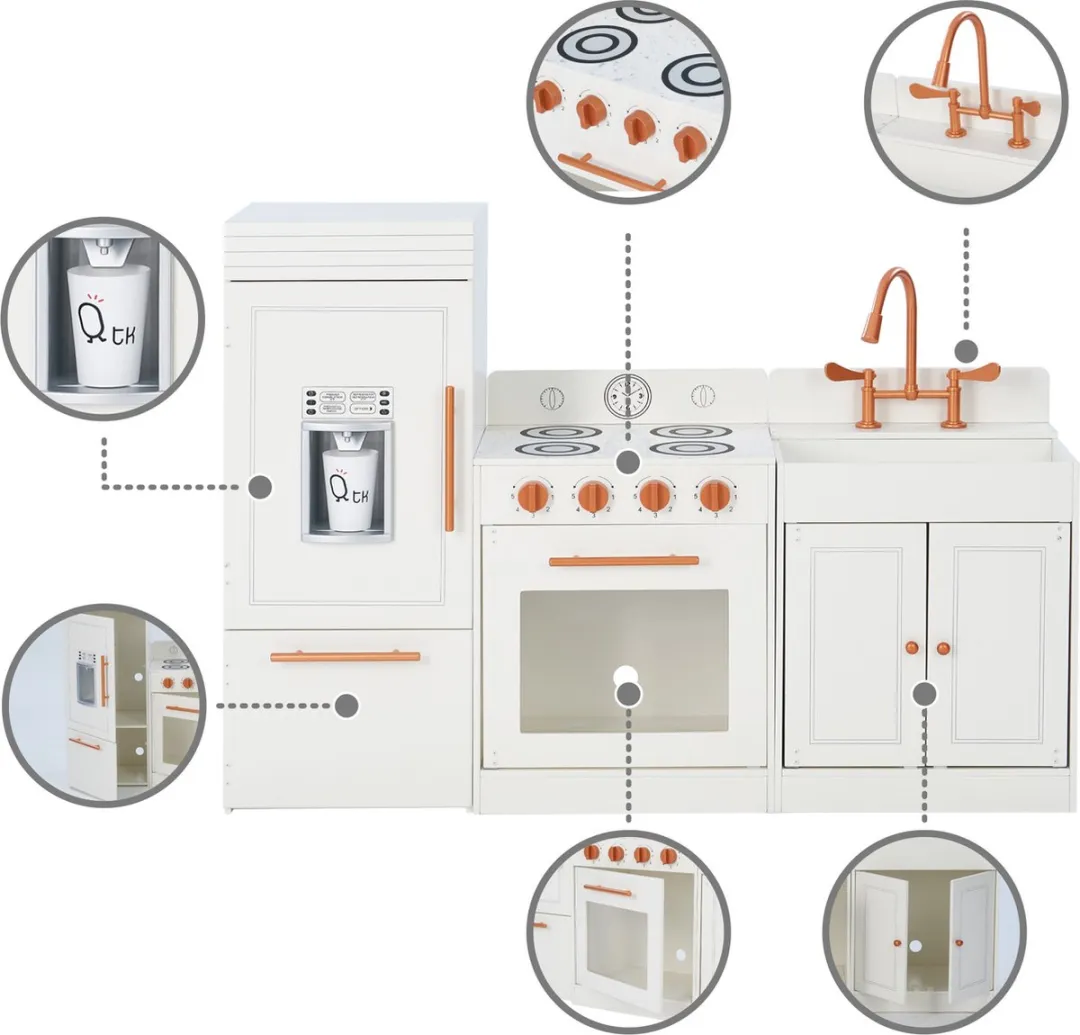 Teamson Kids Modern Houten Speelkeuken - Wit & Roségoud