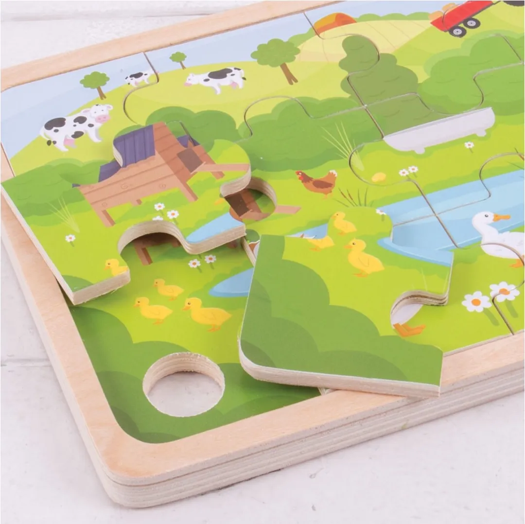BigJigs Houten Puzzel Boerderij BJ268 - 1000 Stuks - Multicolor