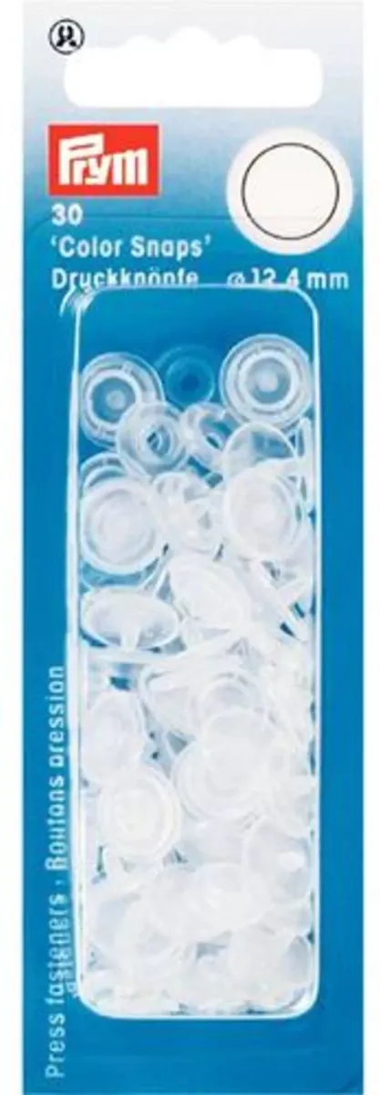 Prym Drukknoop ColorSnaps 12,4mm Transparant - 30 Stuks