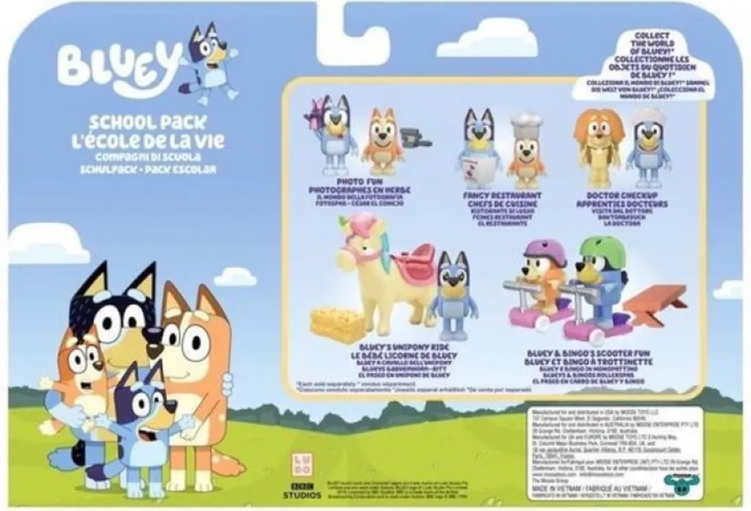 Moose Toys Bluey School Friends - 4 Stuks - Veelkleurig