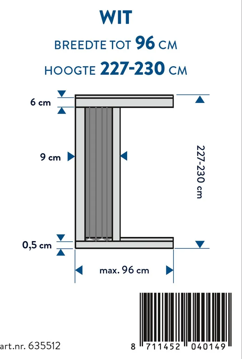 Bruynzeel Plisséhordeur S900 L 96x227-230cm Wit