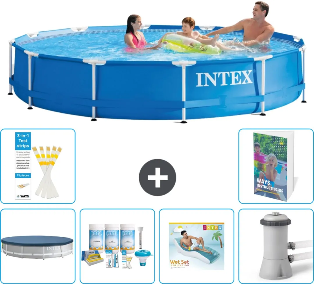 Intex 28210NP-Blauw Rond Frame Zwembad 366x76cm