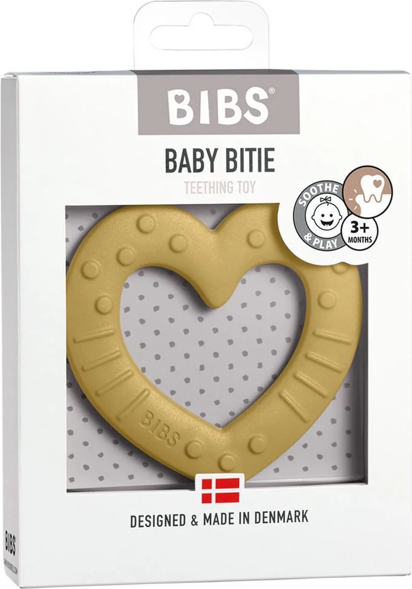 Bibs Bitie Heart Mustard Bijtring 3100254