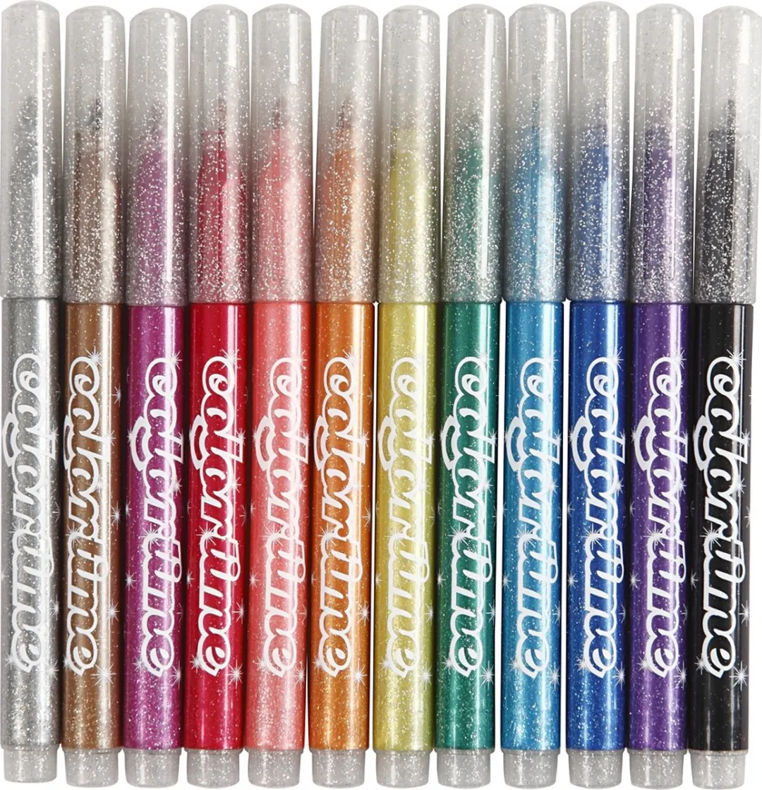 Colortime Glitterstiften Set - 12 Stuks Multikleur