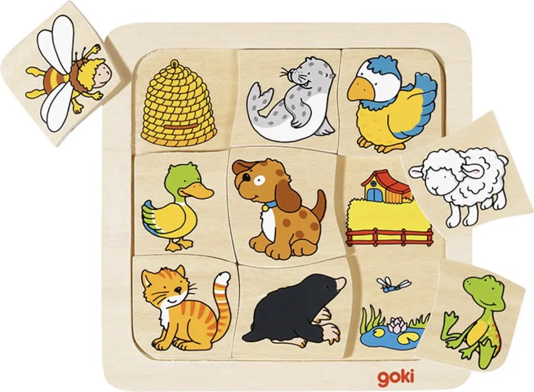 Goki Puzzle Who Lives Where? - Multicolor