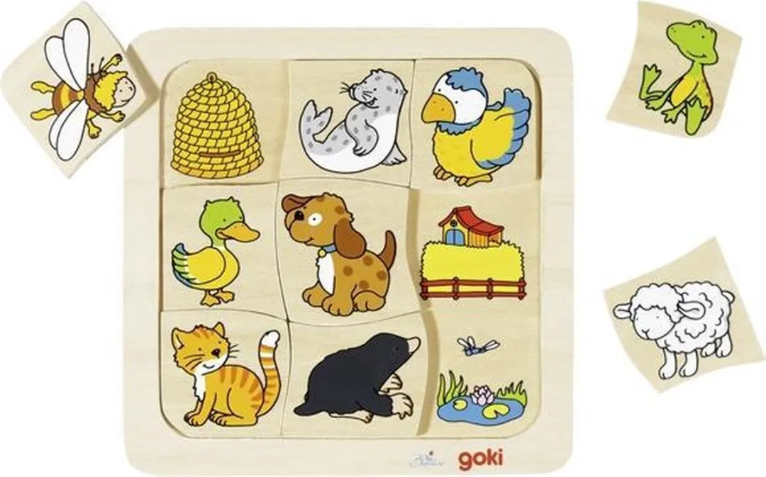 Goki Puzzle Who Lives Where? - Multicolor