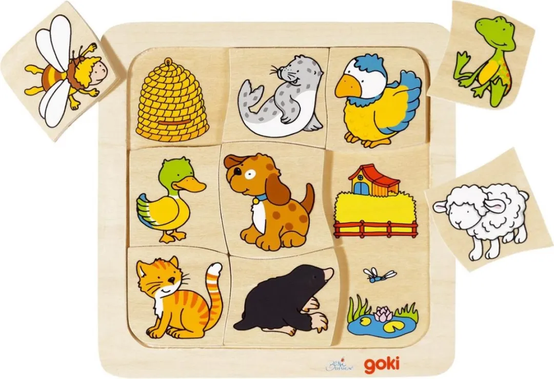 Goki Puzzle Who Lives Where? - Multicolor