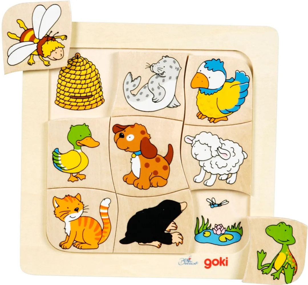 Goki Puzzle Who Lives Where? - Multicolor