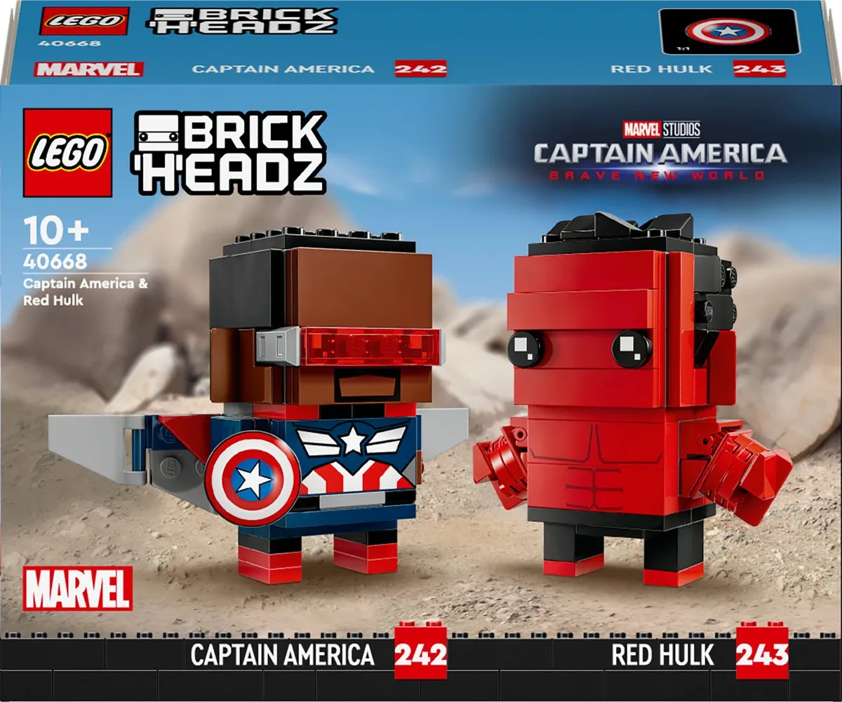 LEGO Marvel Brickheadz 40668 Captain America & Rode Hulk Figuren
