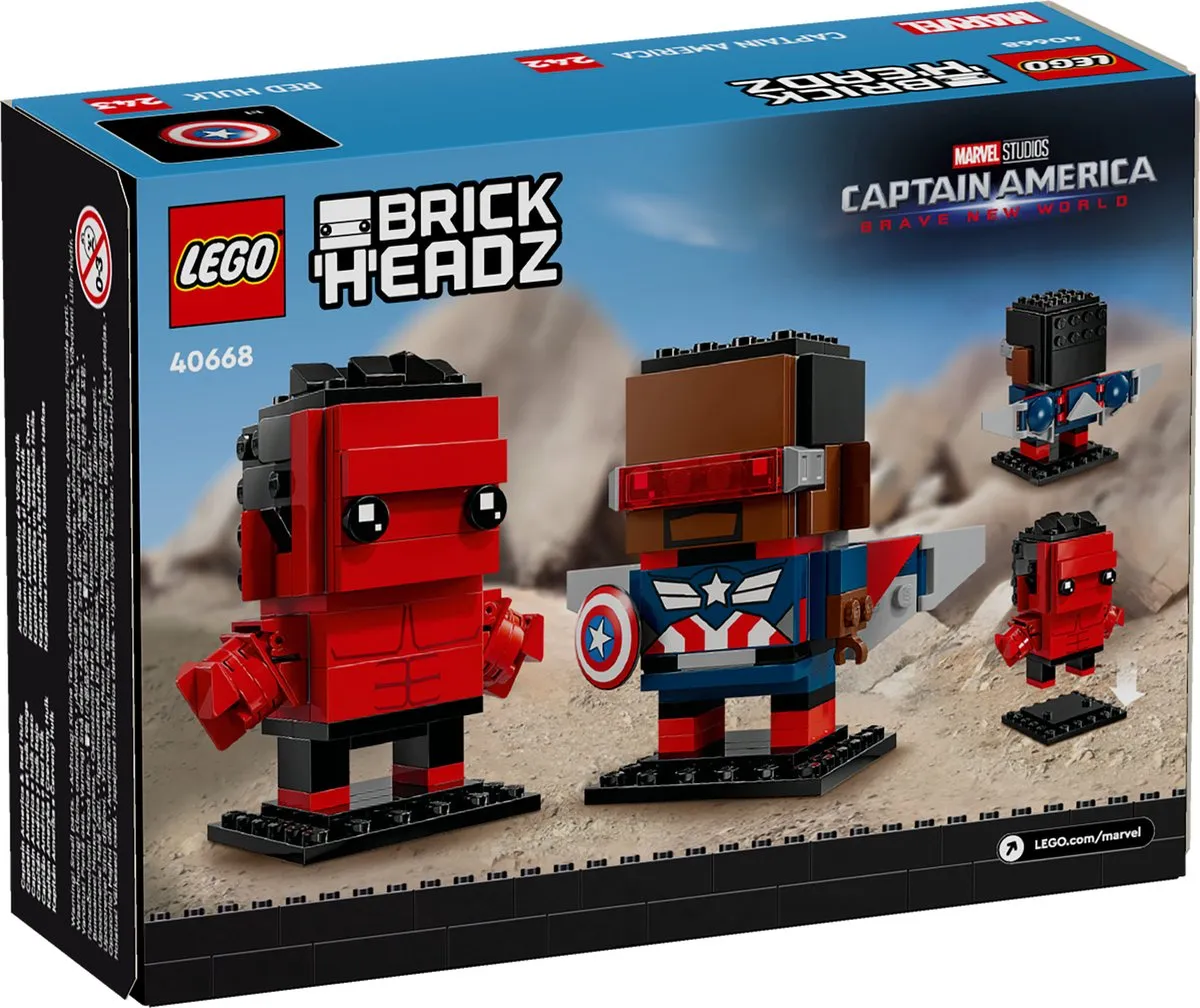 LEGO Marvel Brickheadz 40668 Captain America & Rode Hulk Figuren - 202 Stukken - afbeelding 6 van 6
