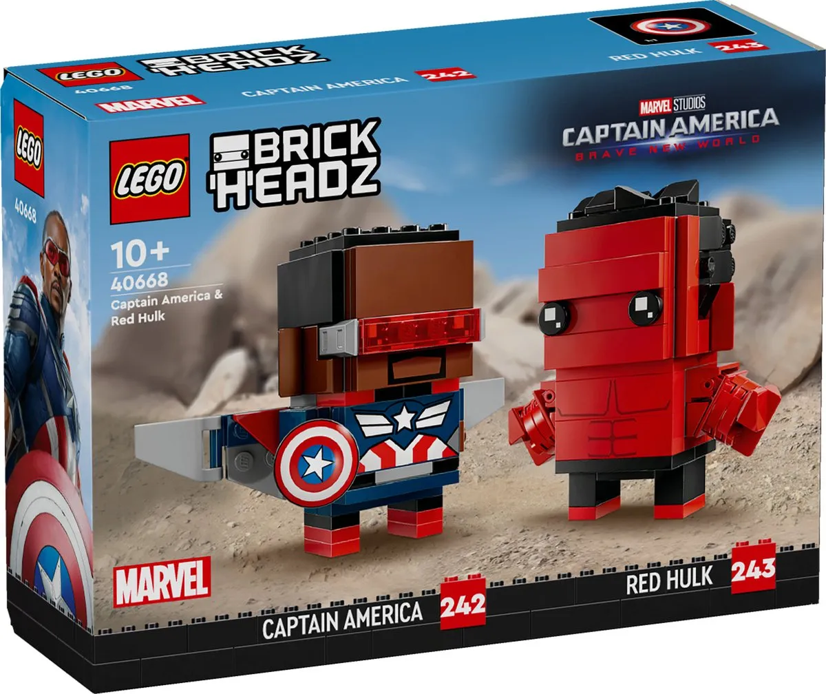 LEGO Marvel Brickheadz 40668 Captain America & Rode Hulk Figuren - 202 Stukken