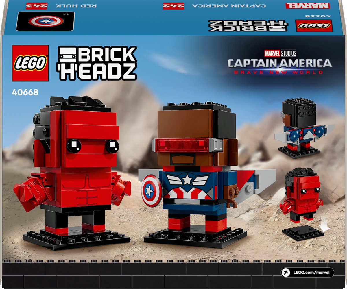 LEGO Marvel Brickheadz 40668 - Captain America en Rode Hulk Figuren