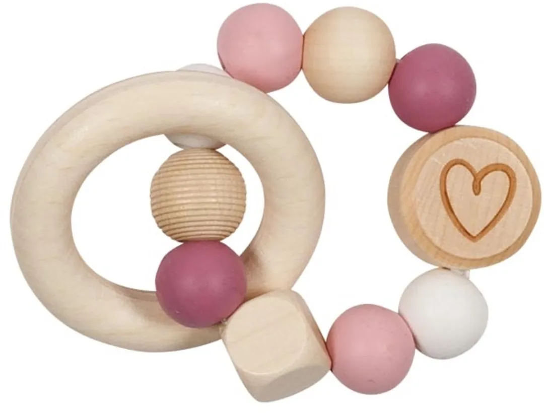 Goki Baby Bijtring Hart Roos