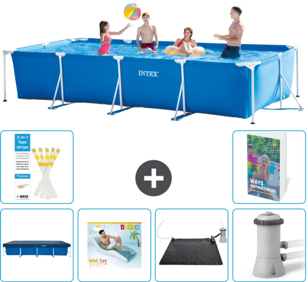 Intex Rechthoekig Frame Zwembad 450x220cm Blauw - 7-delig