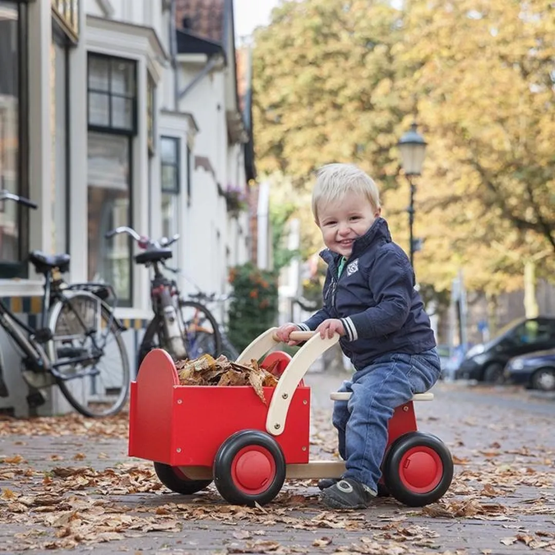 New Classic Toys® Houten Bakfiets - Road Star - Rood - Zadelhoogte is 24 centimeter