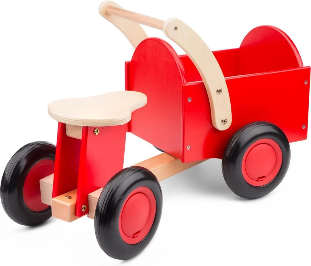 New Classic Toys® Houten Bakfiets - Road Star - Rood - Zadelhoogte is 24 centimeter