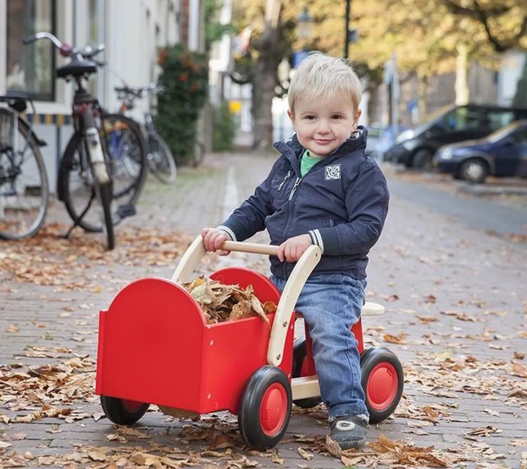 New Classic Toys® Houten Bakfiets - Road Star - Rood - Zadelhoogte is 24 centimeter