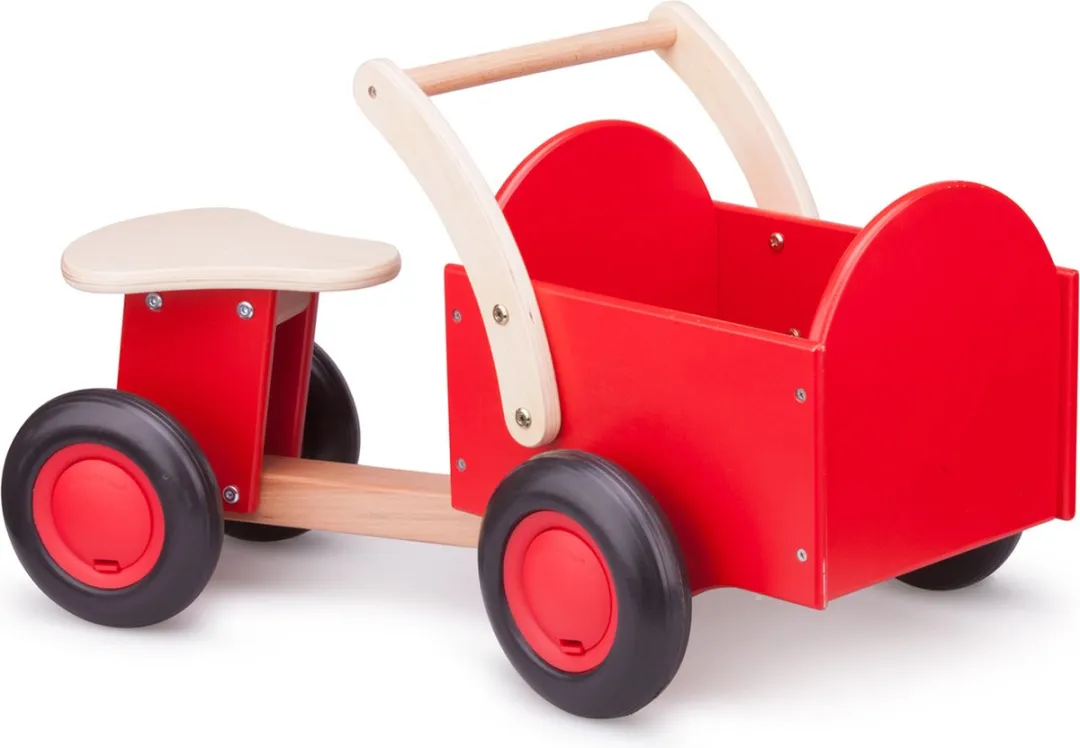 New Classic Toys® Houten Bakfiets - Road Star - Rood - Zadelhoogte is 24 centimeter