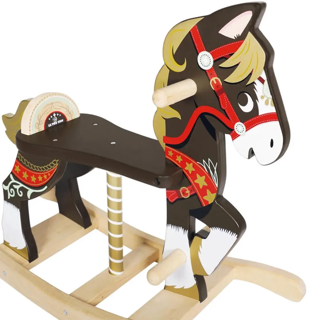 Le Toy Van Carrousel Hobbelpaard PL140 - Bruin/Rood/Geel