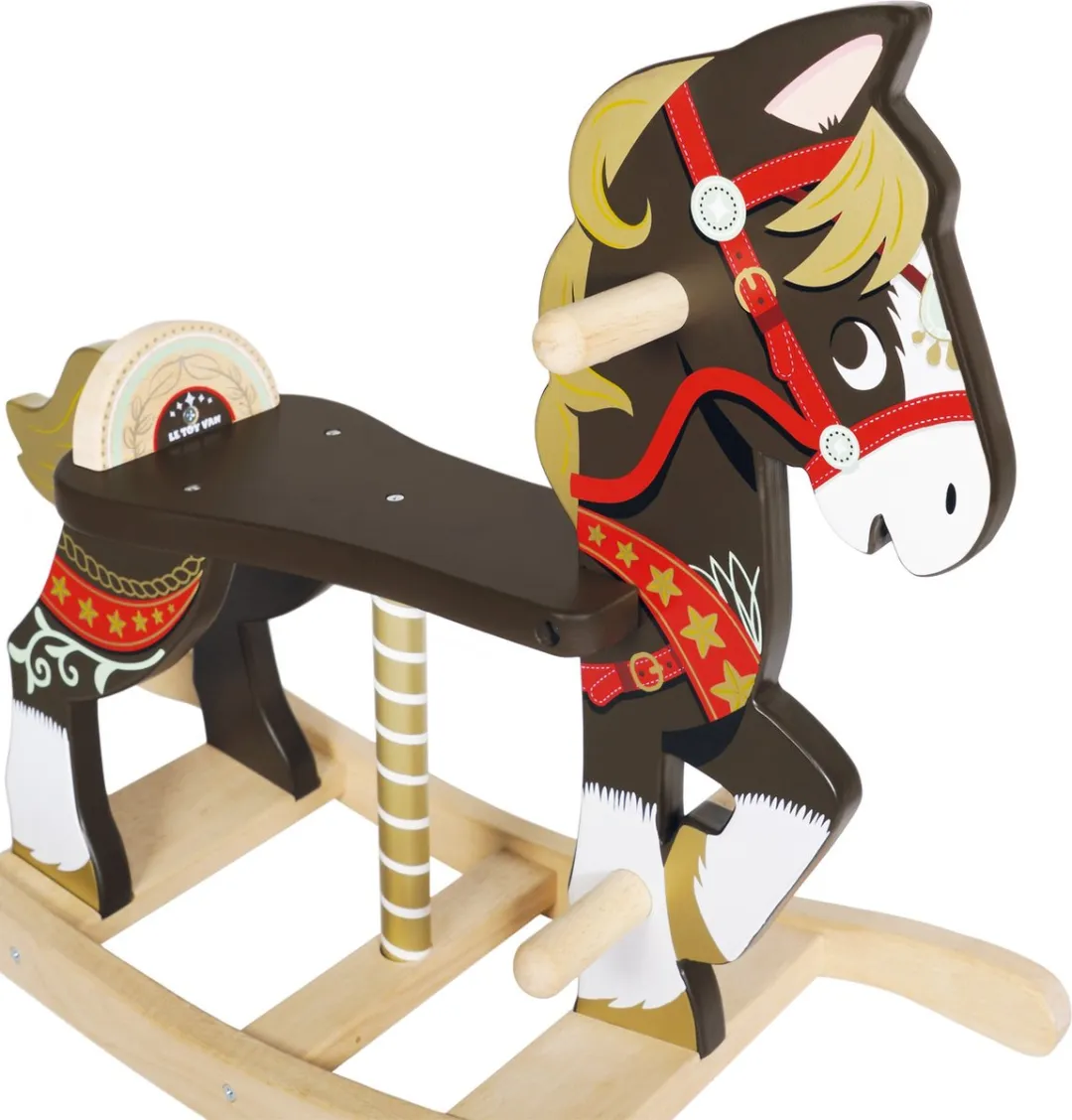 Le Toy Van Carrousel Hobbelpaard PL140 - Bruin/Rood/Geel