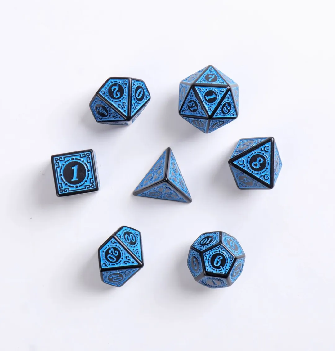 Lapi Toys D&D Dobbelstenen Set 7-delig - Acryl - Blauw/Zwart