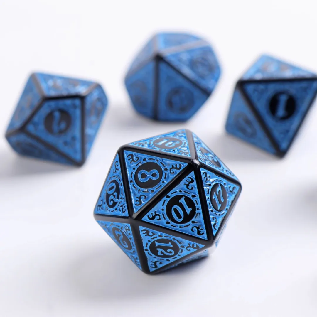 Lapi Toys D&D Dobbelstenen Set 7-delig - Acryl - Blauw/Zwart