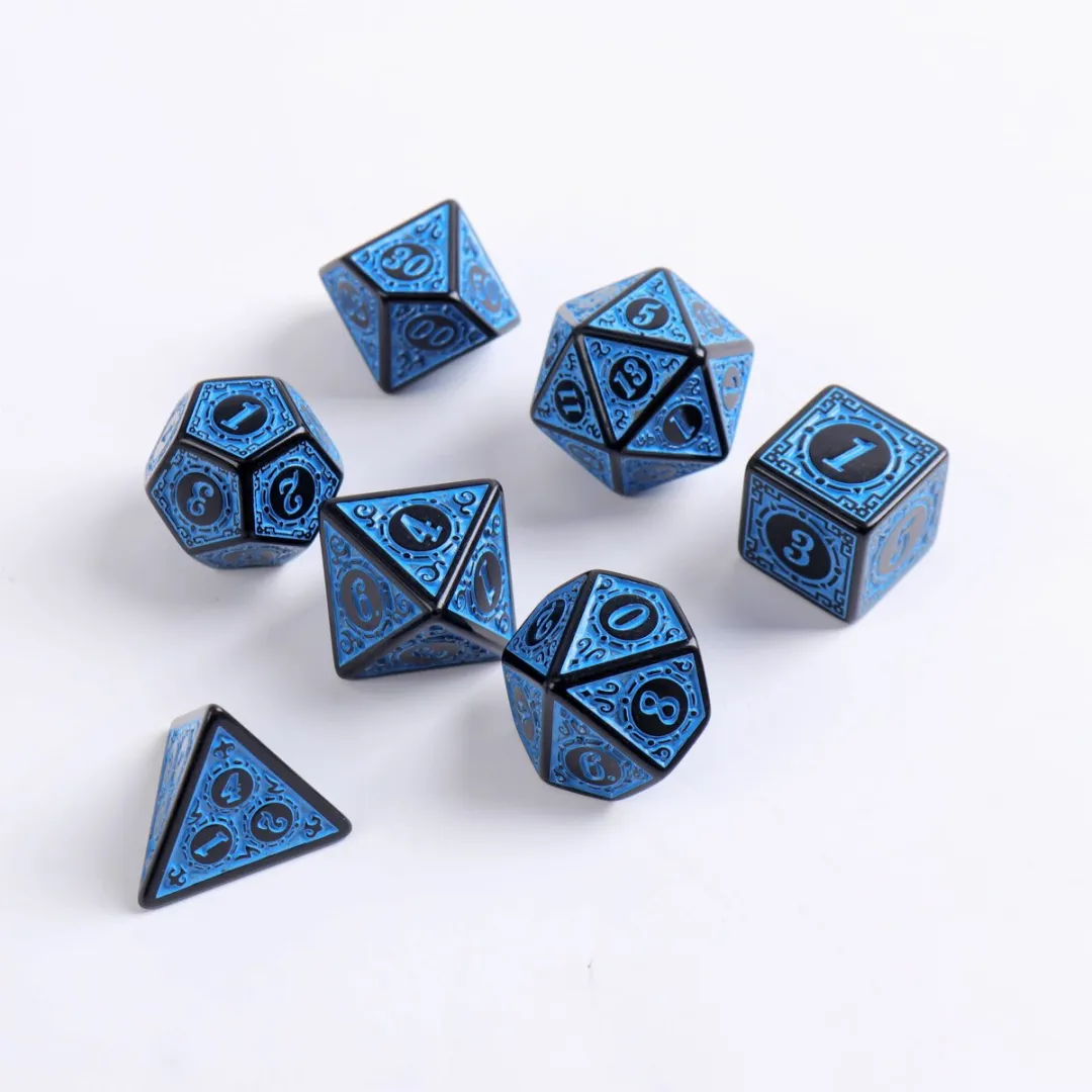 Lapi Toys D&D Dobbelstenen Set 7-delig - Acryl - Blauw/Zwart