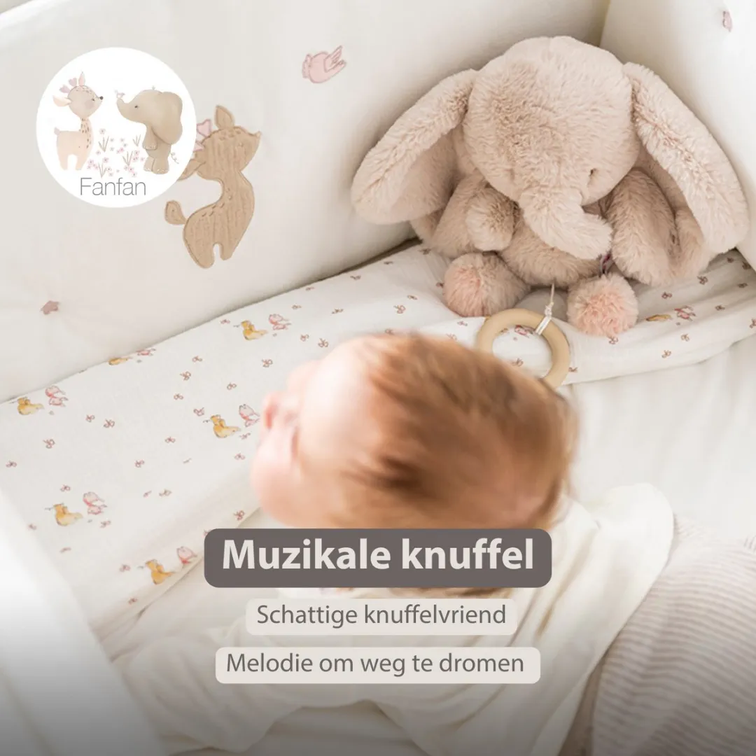 Nattou FanFan Muziekknuffel Olifant 25cm - Zand