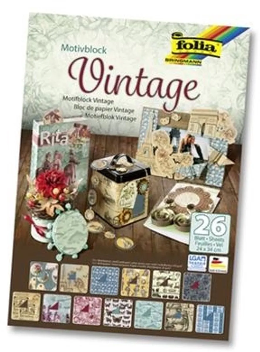Folia Motiefblok Vintage 240x350mm - 26 Vel