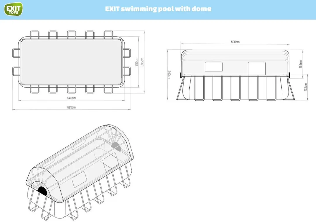 EXIT Toys Zwembad 540x250x122cm - Zwart - 13465L