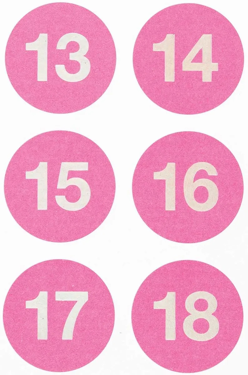 Rico Design Paper Poetry Adventskalender Stickers - 24 Stuks - Donkerroze