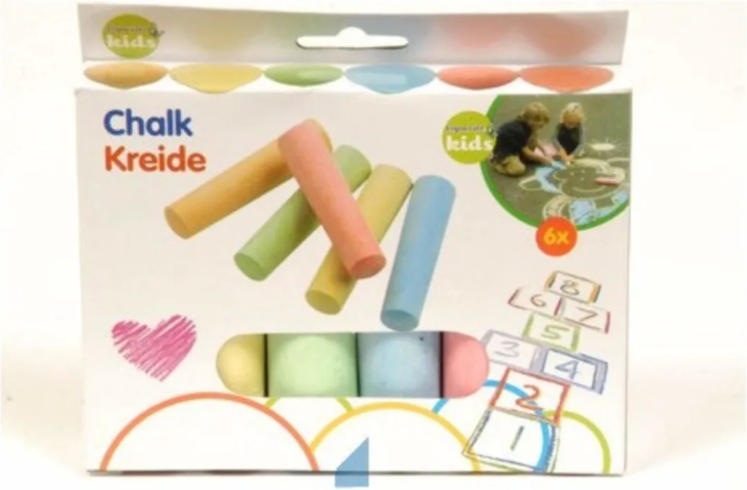 Eddy Toys Topwrite Stoepkrijt Set 6 Stuks - Blauw/Geel/ Groen/ Oranje/ Roze