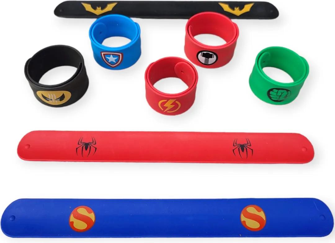 Jobber Toys Siliconen Superhelden Armbanden - 8 Stuks - Rood/Blauw/ Groen/Zwart