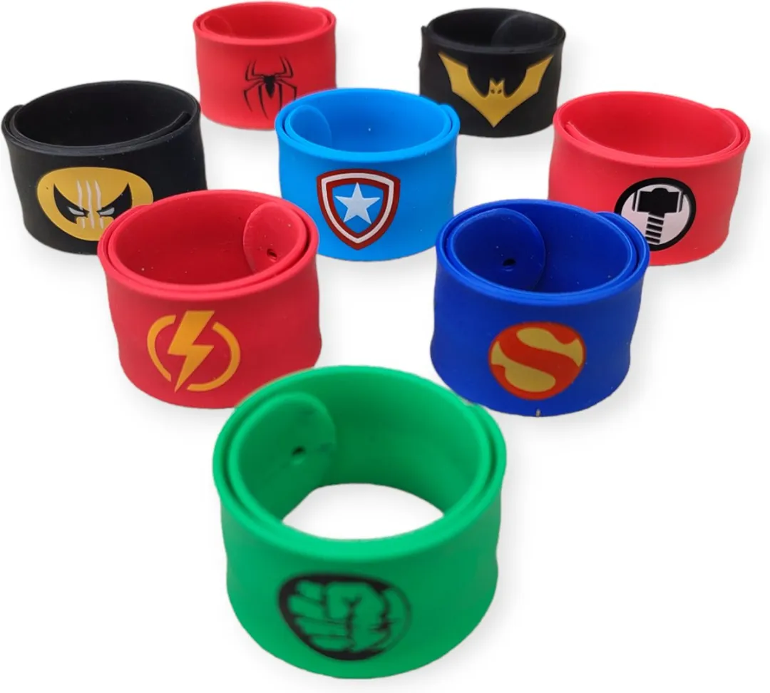Jobber Toys Siliconen Superhelden Armbanden - 8 Stuks - Rood/Blauw/ Groen/Zwart