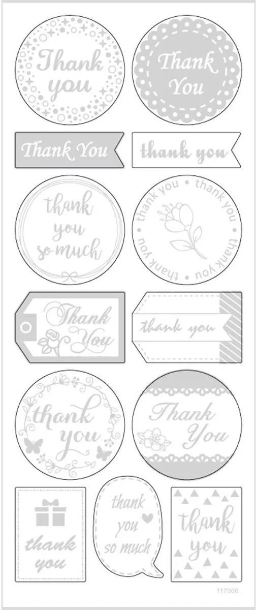 Creativ Company Thank You Stickers Zilver - 1 Stuk