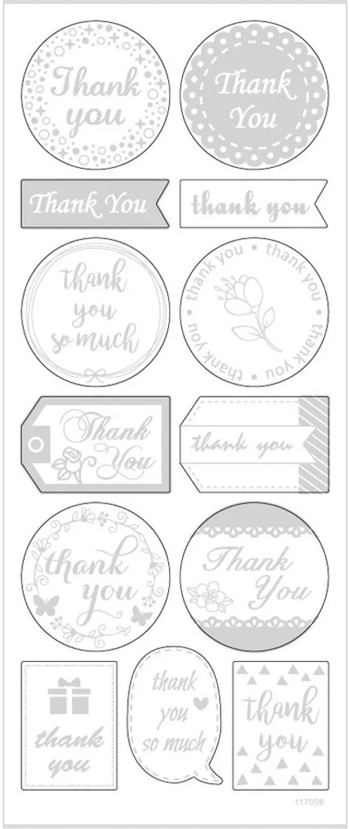 Creativ Company Thank You Stickers Zilver - 1 Stuk