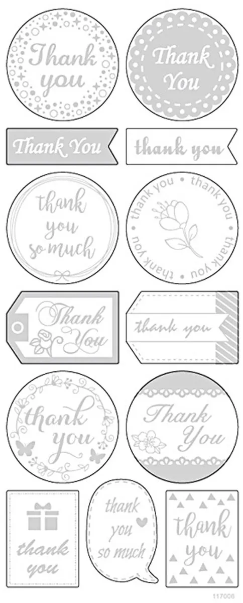 Creativ Company Thank You Stickers Zilver - 1 Stuk