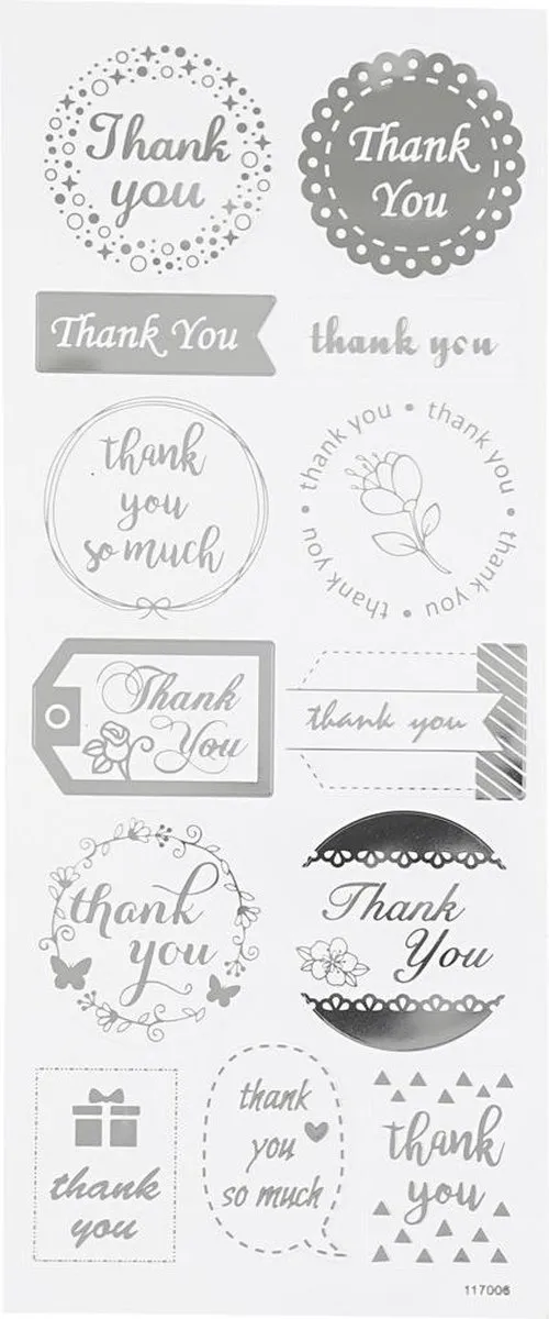 Creativ Company Thank You Stickers Zilver