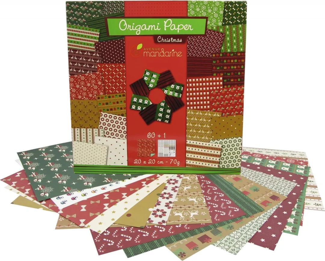 Clairefontaine Origami Papier Christmas - 60 Vel 70g 20x20cm - 10 Kleuren