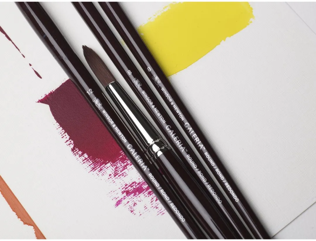 Winsor & Newton Galeria Acrylpenseel Set 3-delig - Rond 4, Plat 4, Plat 12
