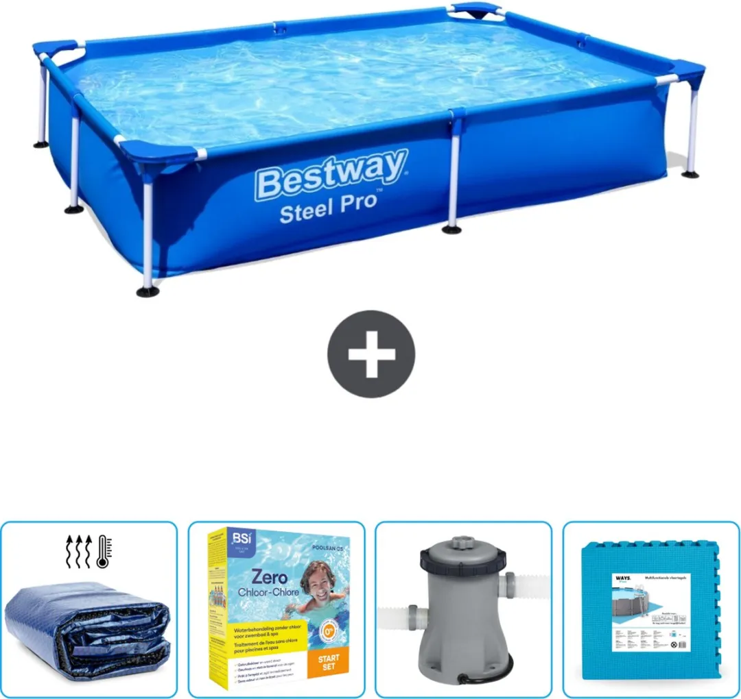 Bestway Steel Pro Zwembad 221x150cm Blauw - 1200L - MPN 56401-Blauw