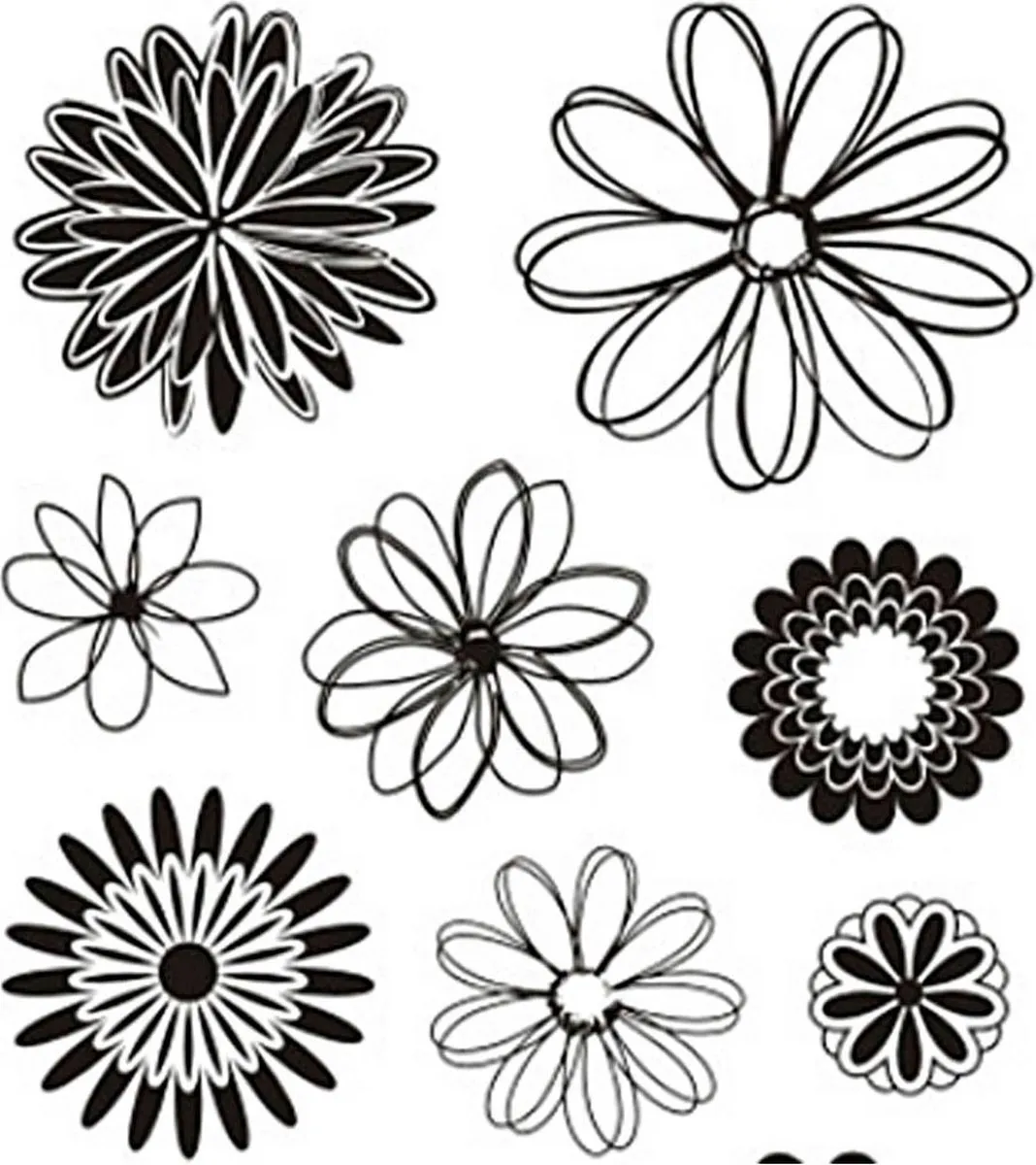 Creativ Company Silicone Stempels Bloemen 15,5cm - 11 Stuks