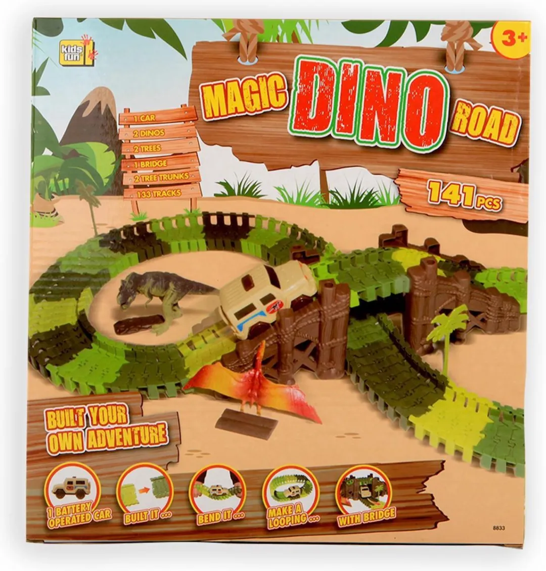 Jonotoys Magic Road Dino 141-delig - Multicolor