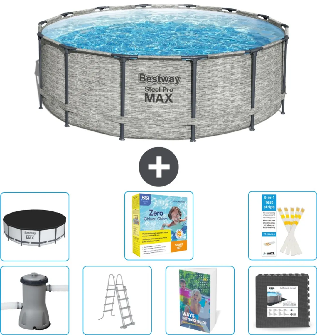 Bestway Steel Pro MAX Zwembad 427x122cm - 15.232L - Grijs