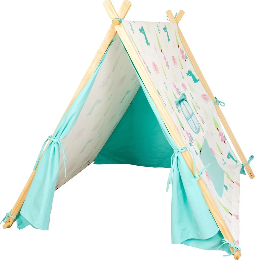 Small Foot Olifant & Krokodil Speeltent 131cm - Lichtblauw/Crème