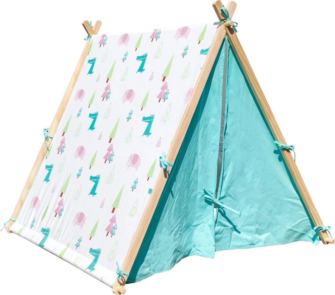 Small Foot Olifant & Krokodil Speeltent 131cm - Lichtblauw/Crème