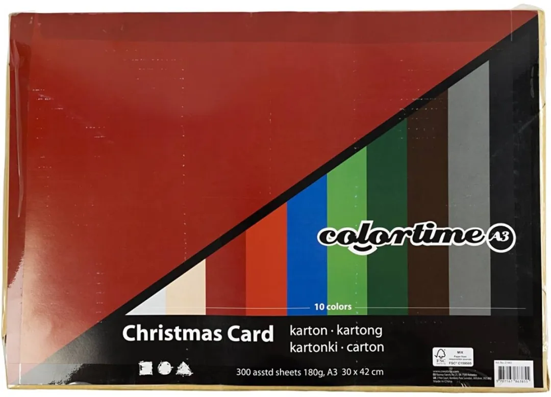 Colortime Hobbykarton Kerstkarton A3 - 300 Vel Multicolor